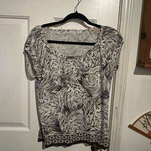 Liz Claiborne Black and White Patterned Short Sleeve Top